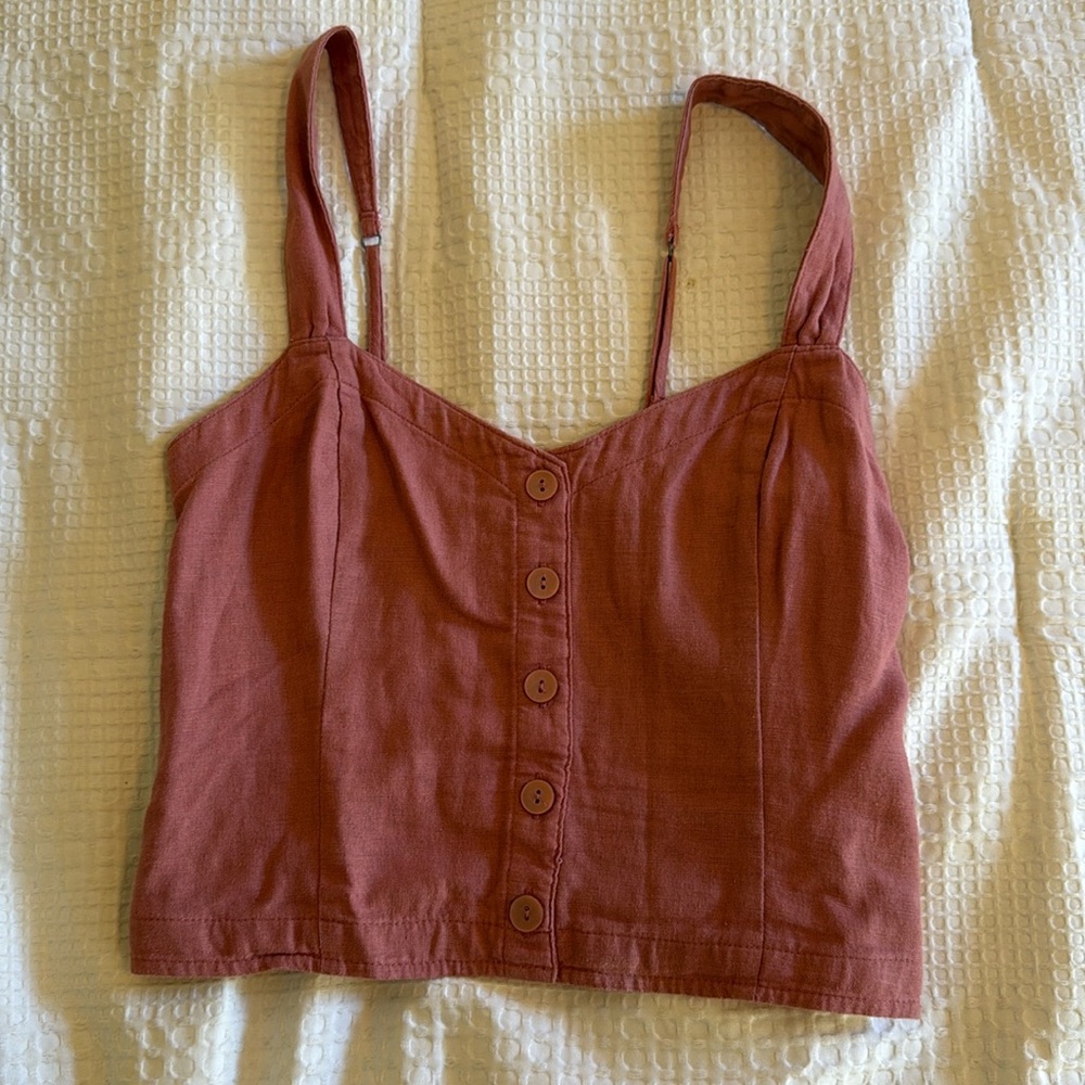 Pleated Wide Strap Button-Through Cami